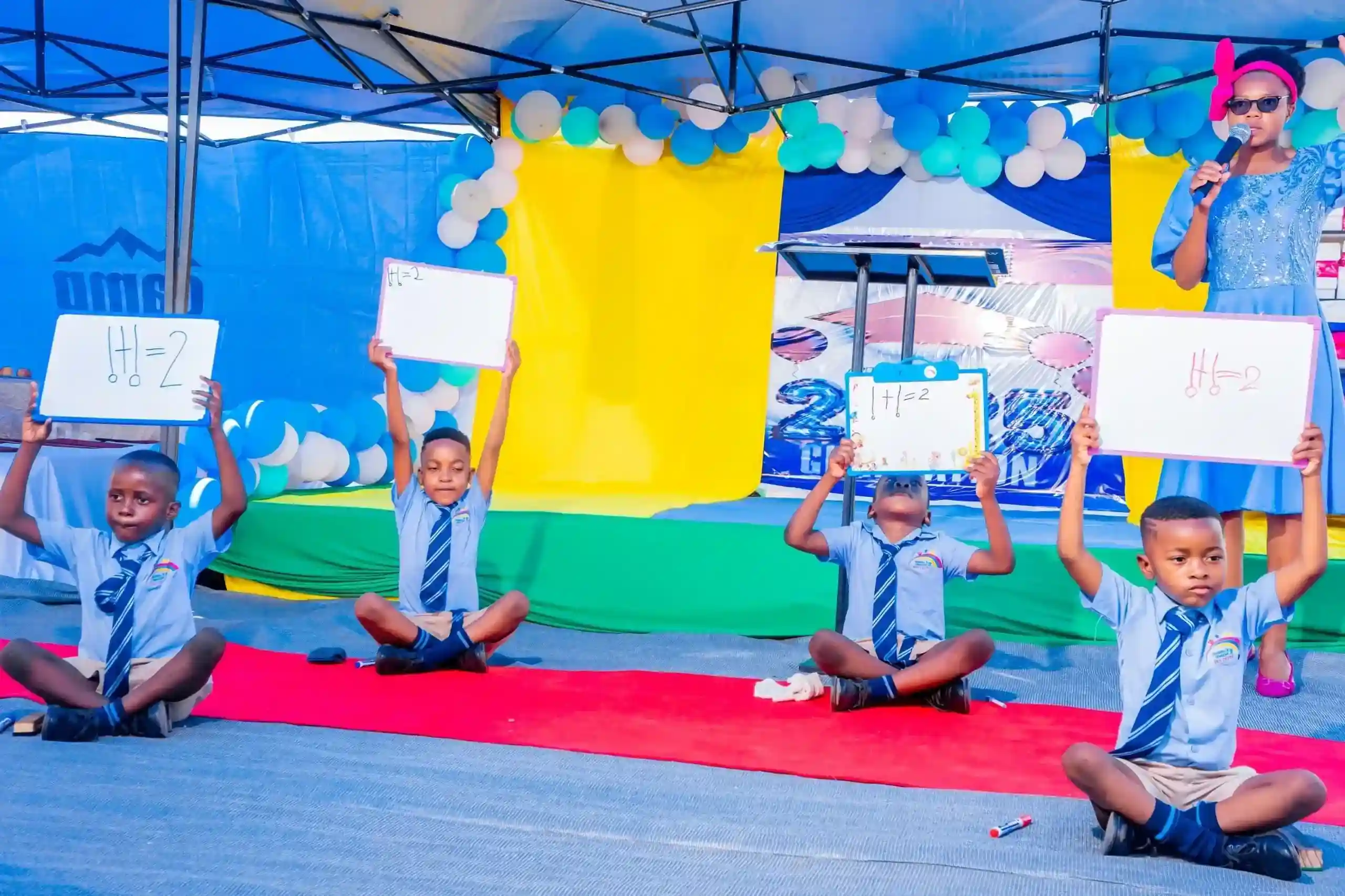 Children doing a maths quiz activity